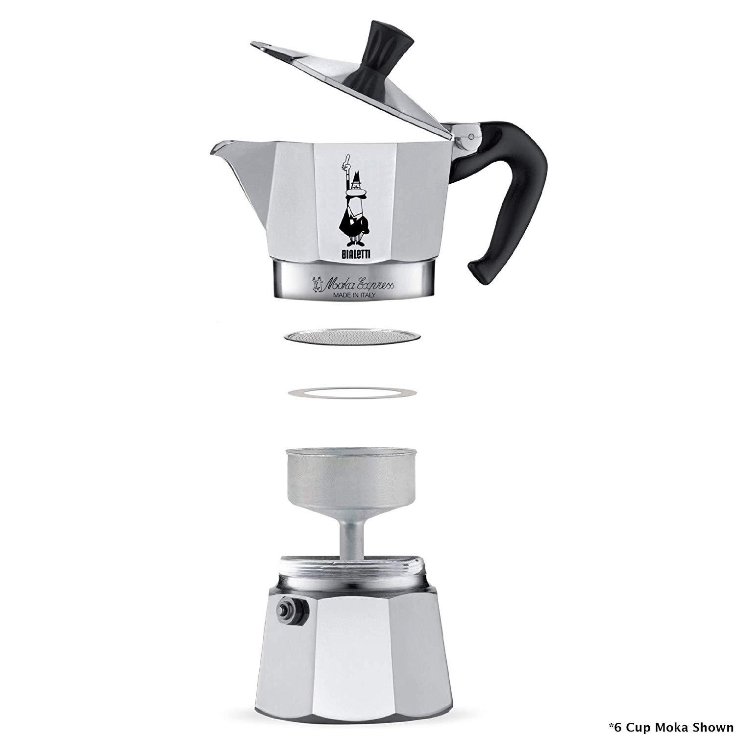 Купить Гейзерная кофеварка MOKA EXPRESS на 1 чашку 60 мл, алюминий,  Bialetti (арт.5221_1091) с доставкой в официальном магазине Bialetti.